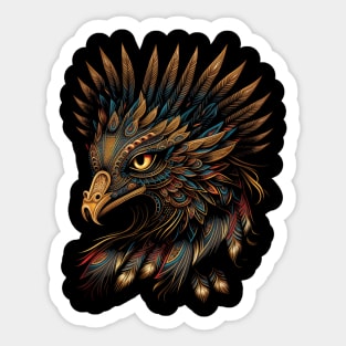 Azteca Eagle Blue and Gold Indigenous Mexican Aztec Art Sticker